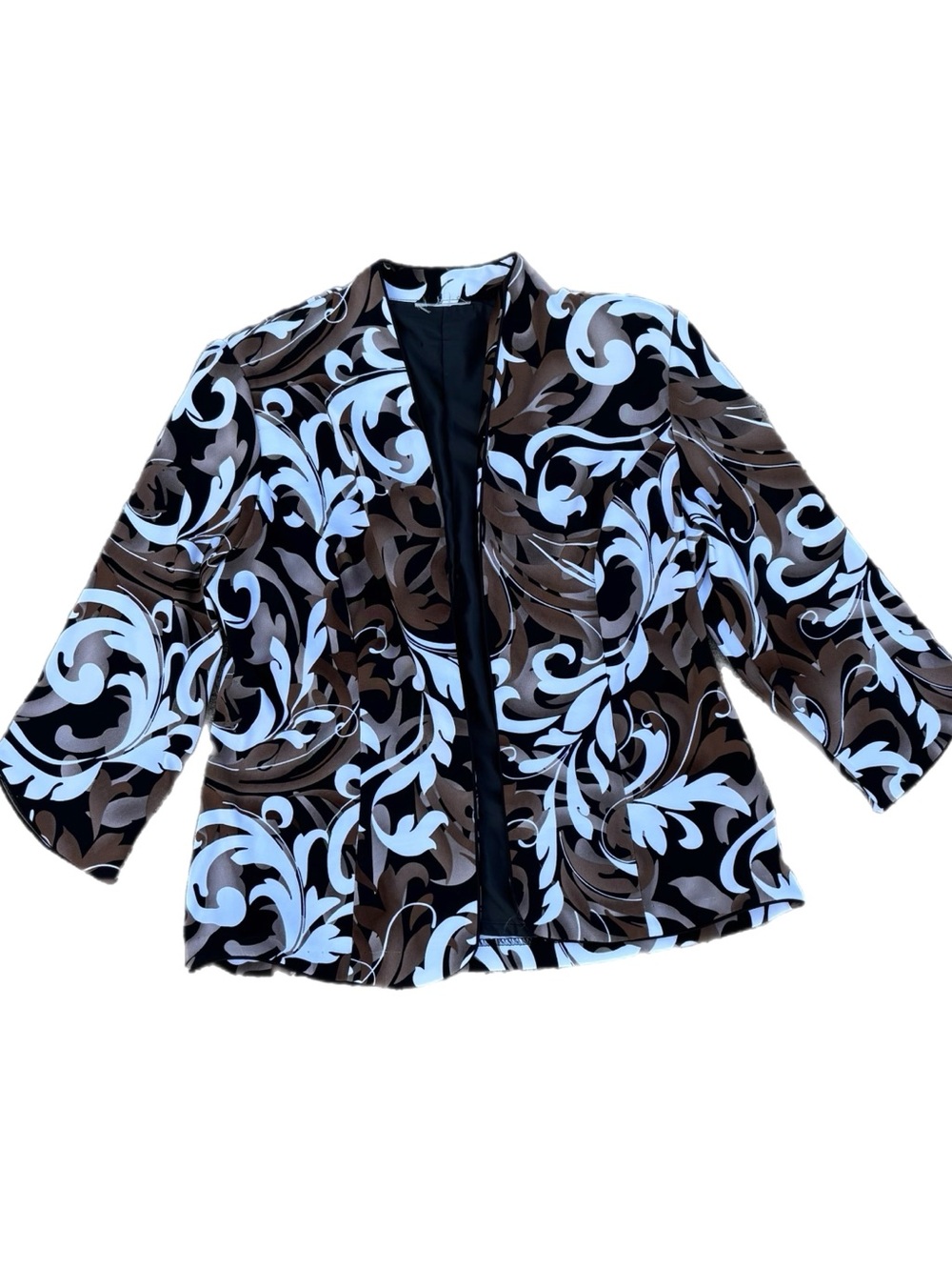 Dressbarn | Vintage Open Front Swirl Patterned Blazer